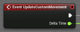 Unreal blueprint event node UpdateCustomMovement, with an execution pin and a Delta Time float pin